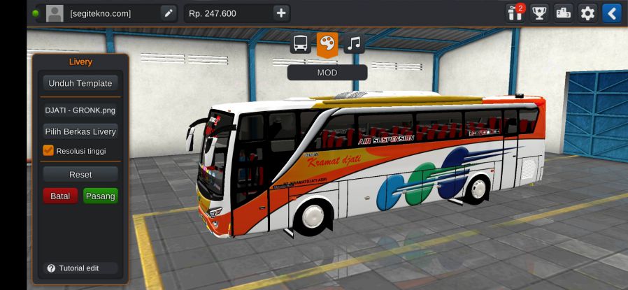 Download Livery & Mod Bussid Kramat Djati JB2HD