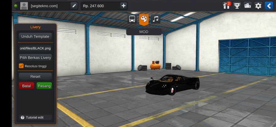 Mod Bussid Pagani Huayra Black