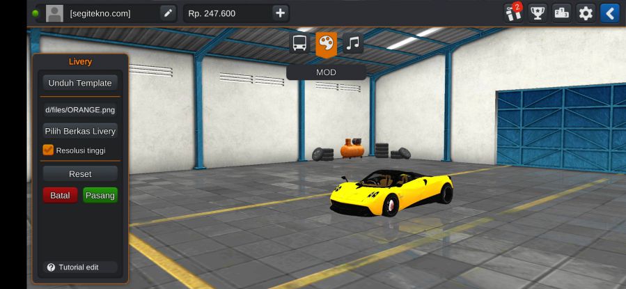 Mod Bussid Pagani Yellow