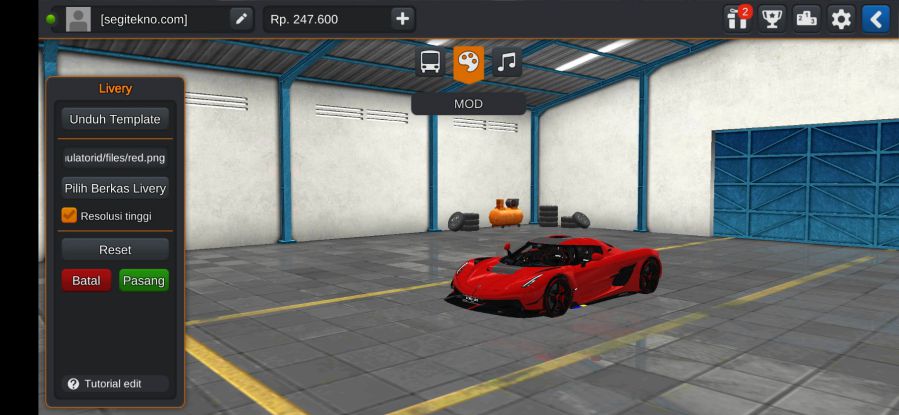 Mod Bussid Koenigsegg Jesko 2021 Red