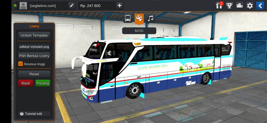 Mod Bussid Restu Safari Dharma Raya JB3+ HDD Alcoa