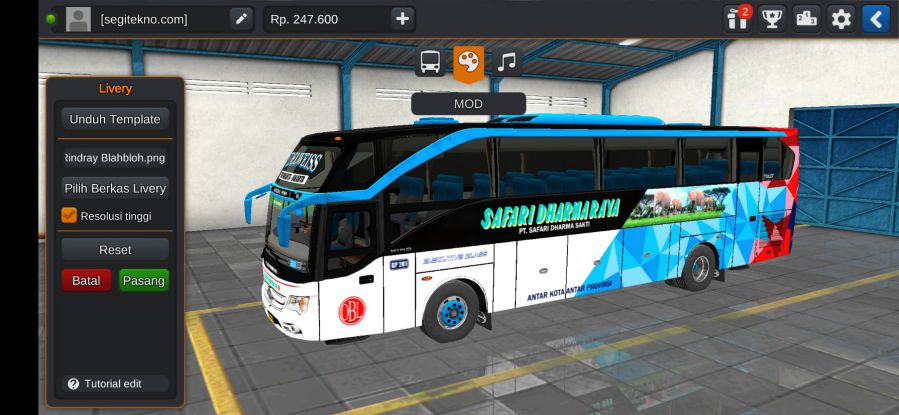 Mod Bussid Restu Safari Dharma Raya MPGT2