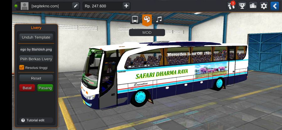 Mod Bussid Restu Safari Dharma Raya Travego