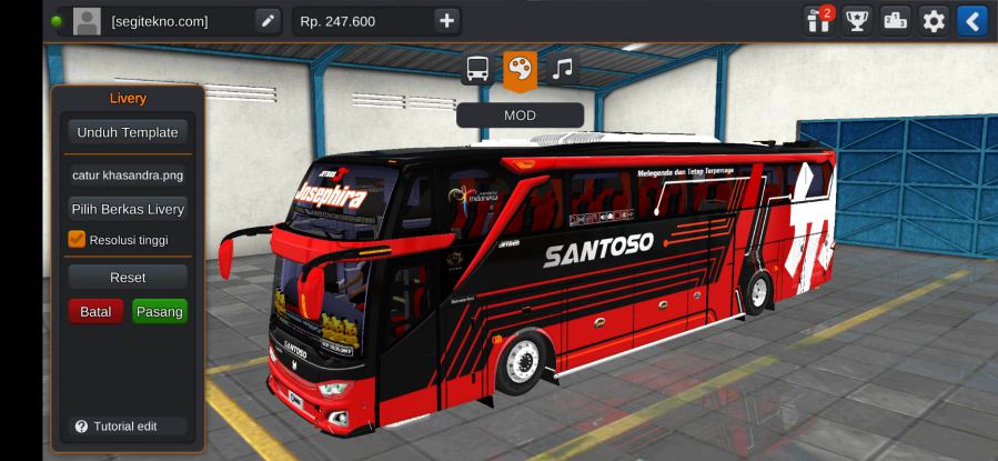 Mod Bussid Santoso JB3+ Mercy O500R