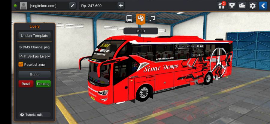 Mod Bussid Sinar Dempo SR2 HD Prime