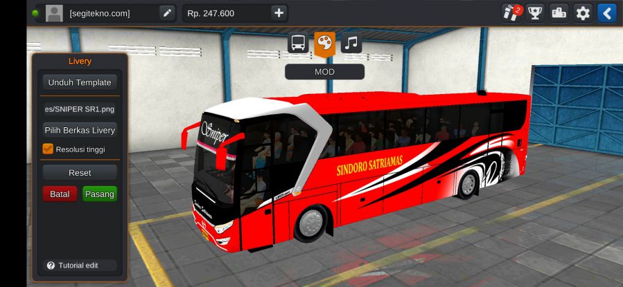 Mod Bussid Sindoro Satriamas SR1