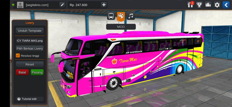 Mod & Livery Bussid Tiara Mas JB3+ Mercy O500R