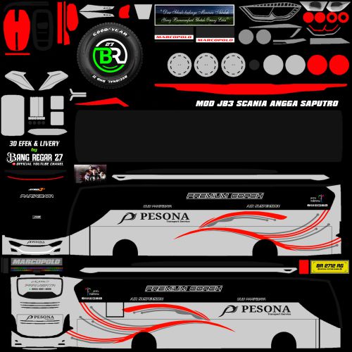 Mod & Livery Bussid Pesona 08 Marcopolo JB3 SHD Scania