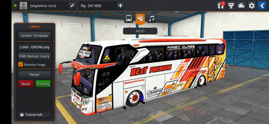 Mod & Livery Bussid Best Premium JB3+ Hino RK