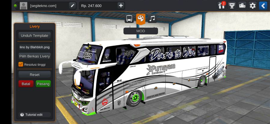 Mod & Livery Bussid Purnayasa JB3+ Hino RK