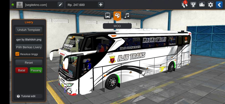 Mod & Livery Bussid RJB Trans JB3+ Voyager Hino