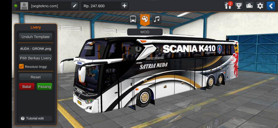 Mod & Livery Bussid Satria Muda Volvo B11R