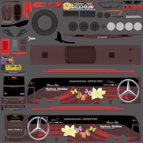 Livery Bussid Marissa Holiday JB3 SHD Exle Long Sasis Mercy O500R