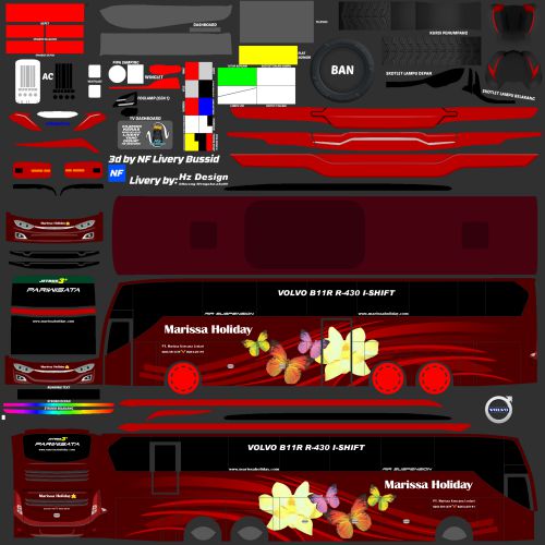 Livery Bussid Marissa Holiday JB3 SHD Volvo 