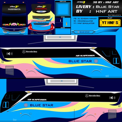 Livery Bussid Blue Star Jetbus 3 SHD
