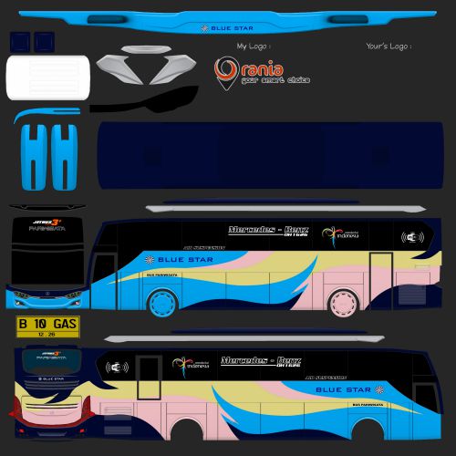Livery Bussid Blue Star XHD Ori Rombak JB3