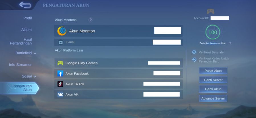 Mengaitkan Akun ML ke TikTok