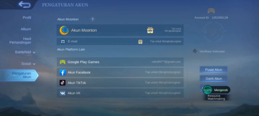 Mengaitkan Akun ML ke Moonton