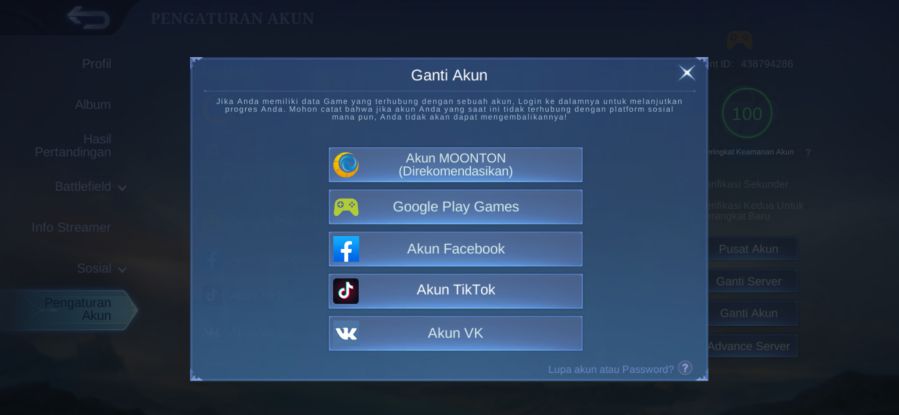 Cara Ganti Akun Mobile Legends
