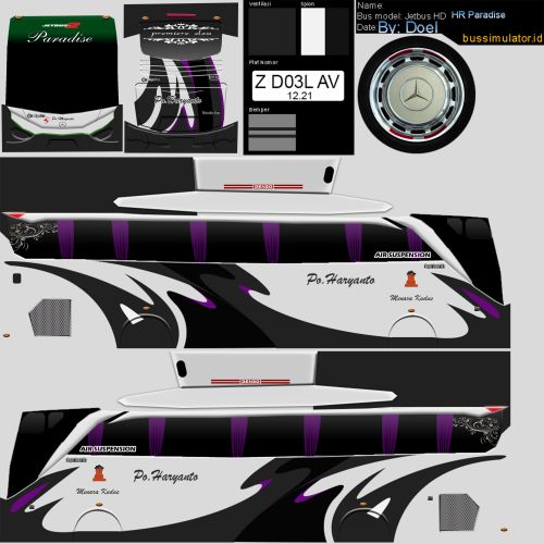 Bus HD PO. Haryanto Hitam Putih