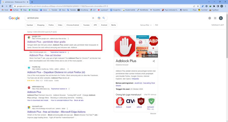 Cara Pasang Ekstensi AdBlock di Chrome PC