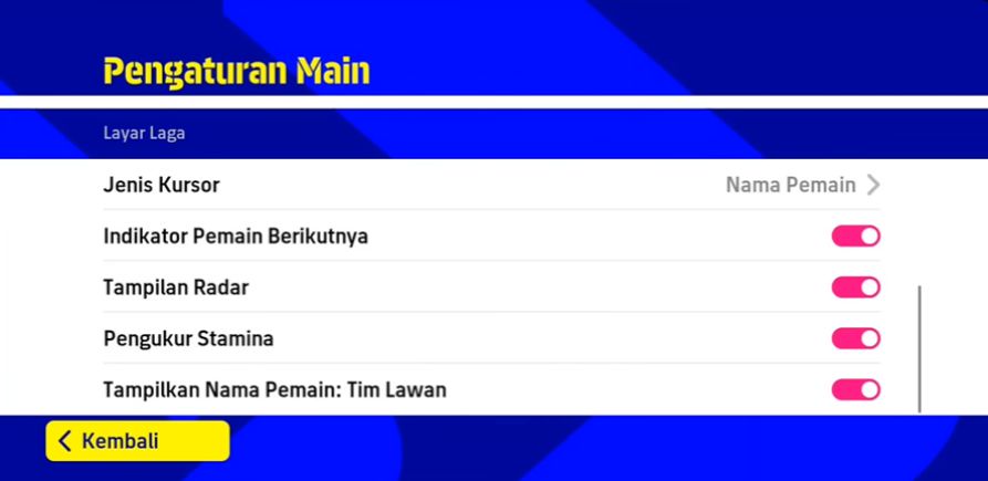 Setting Layar eFootball 2023 Mobile