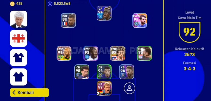 Formasi 3 Bek eFootball Mobile