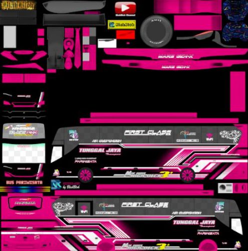 Download Livery Bussid Bus JB3 Black Pink Tungga Jaya