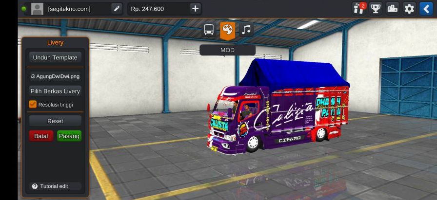 Tampilan Mod Bussid Truck New Calista
