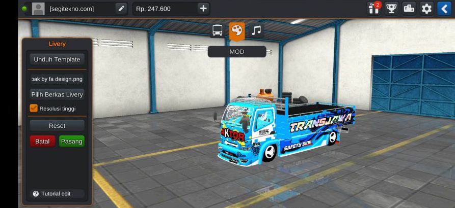 Tampilan Mod Bussid Truck Losbak Aktor