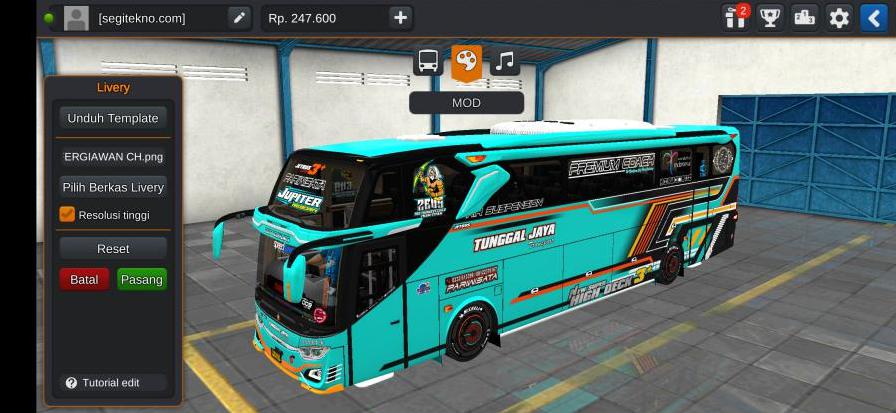 Download Mod Bussid Tunggal Jaya JB3+ SHD Hino