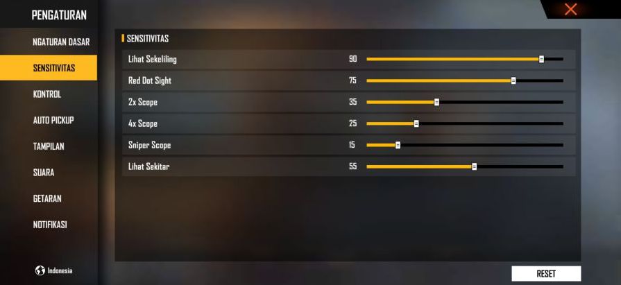 sensitivitas ff auto headshot