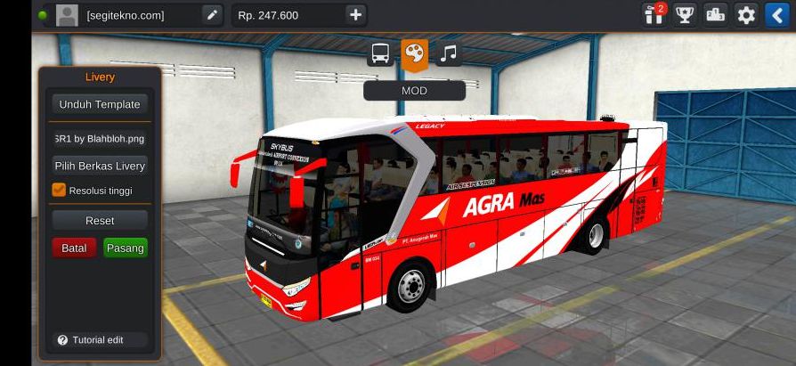 Download Mod Bussid & Livery Agra Mas SR1 Hino