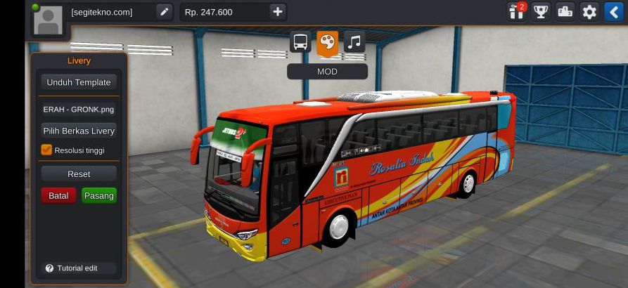 Download Mod Bussid Bus AKAP Rosalia Indah HB2 HD