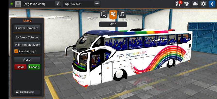 Download Mod & Livery Bussid Putra Pelangi SR2 XHD Prime