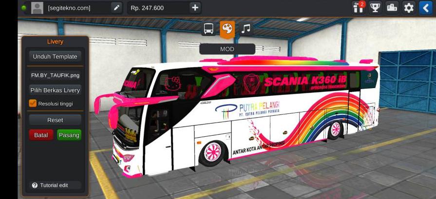 Download Mod & Livery Bussid Putra Pelangi JB3+ SHD Voyager