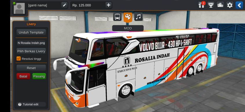 Download Livery Bussid Bus UHD Rosalina Indah