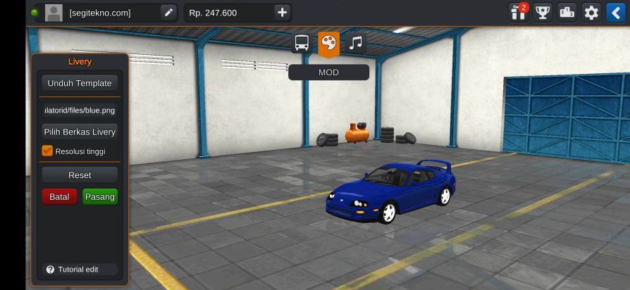 Download Mod Bussid Toyota Supra Blue
