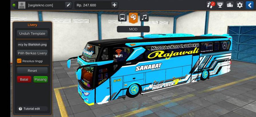 Download Livery & Mod Bussid Sahabat JB3+ Mersy O500R