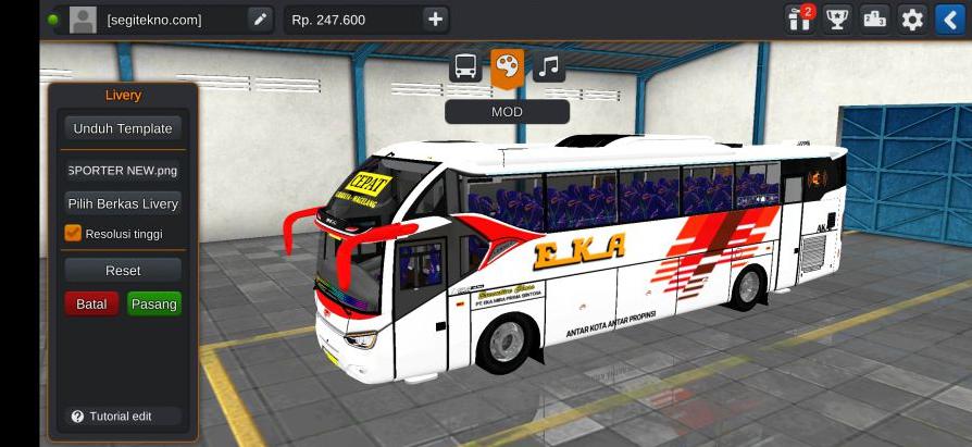 Download Livery & Mod Bussid Eka SR2 HD