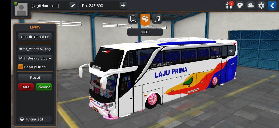 Download Mod Bussid Laju Prima SHD Hino RK