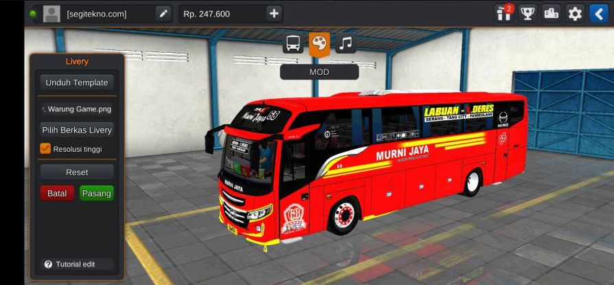 Download Livery & Mod Bussid Murni Jaya Max HDD