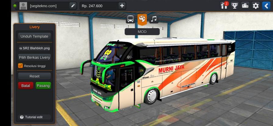 Download Livery & Mod Bussid Murni Jaya SR2 Hino