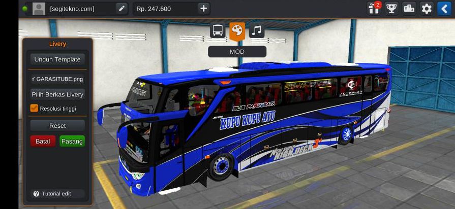 Download Livery & Mod Bussid Kupu Kupu Ayu JB3+ HDD
