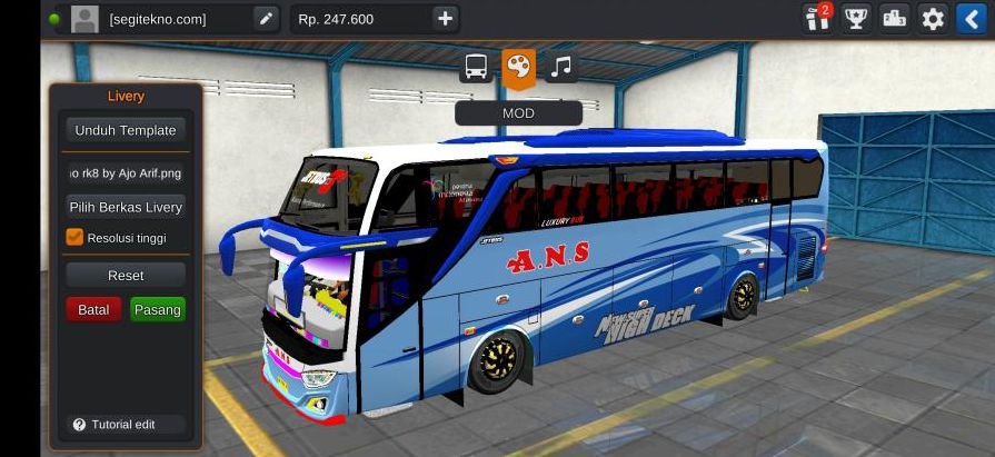 Download Mod Bussid & Livery ANS JB3+ SHD Hino RK
