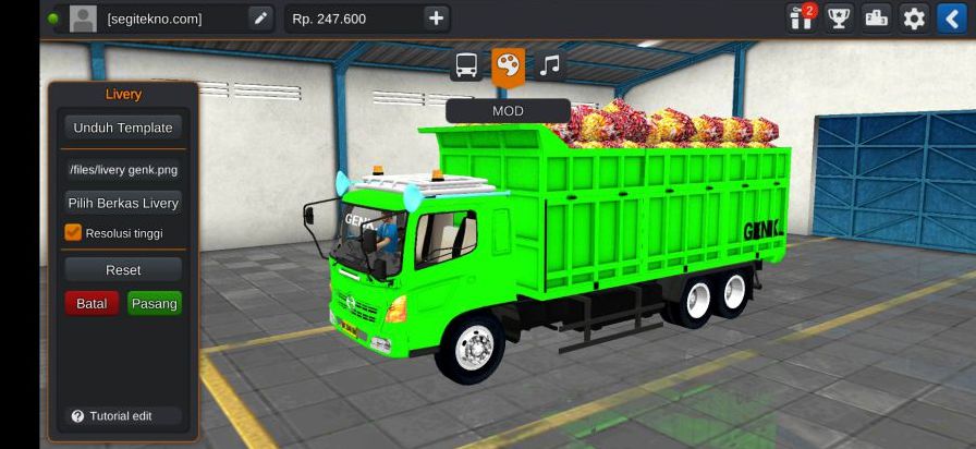 Mod Bussid Truck Laka & Penyok Hino Lohan Dump