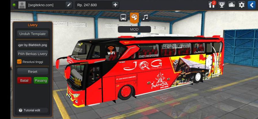 Download Livery & Mod Bussid JRG SHD Hino RK