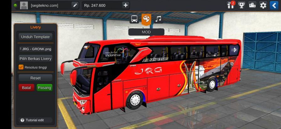 Download Livery & Mod Bussid JRG JB2+ Tronton Scania K410IB