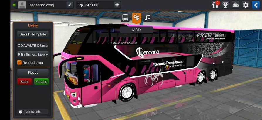 Download Livery & Mod Bussid Kencana Avante D2