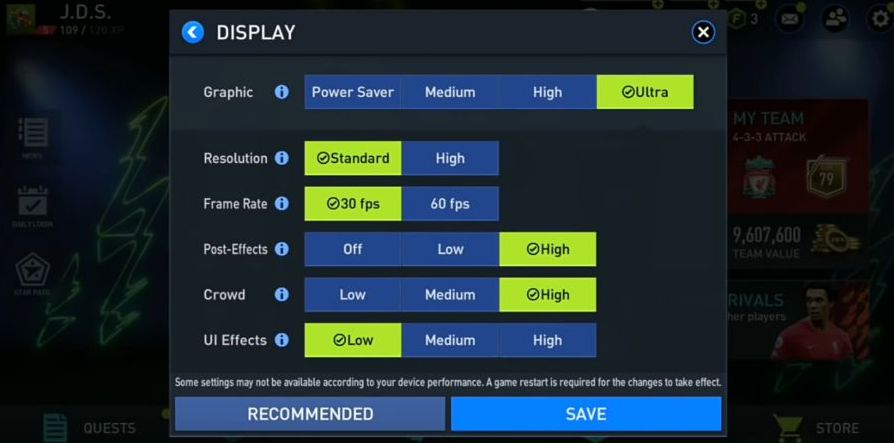 Cara Unlock Grafik Ultra 60 FPS FIFA Mobile